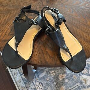 Black Leather Women's Sandals